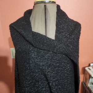 Britts Knits Womens Black And Gold Oversized Scarf And Wrap.